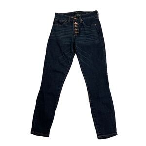 Lucky Brand Button Fly Jeans, Size 2/26, Dark Wash Blue Denim